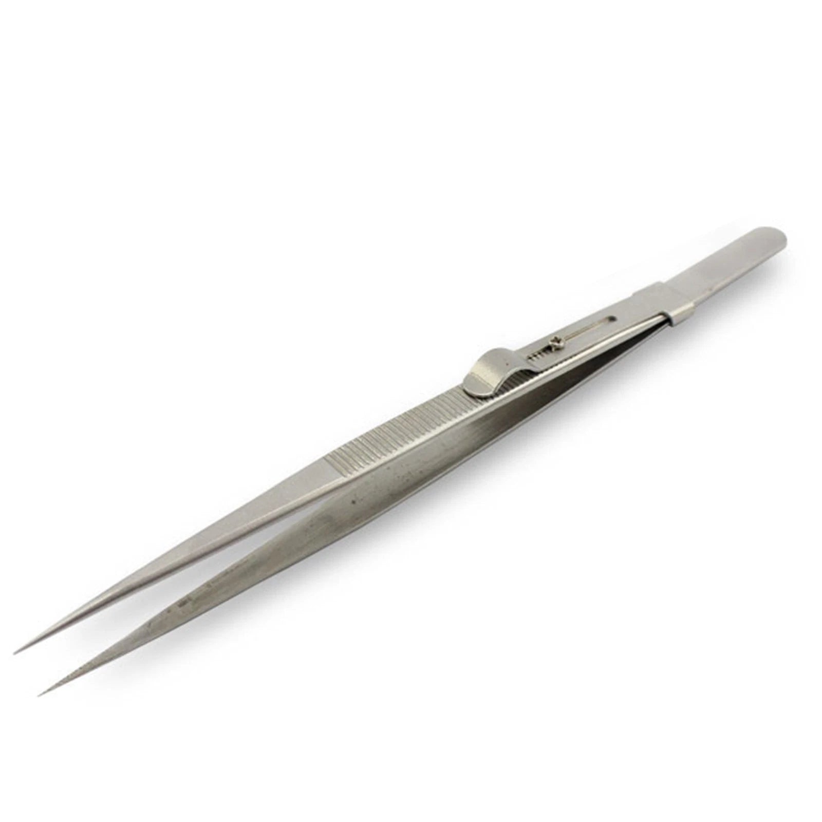 Diamond Gemstone Tweezers With Side Lock Indented Serrated Tips For