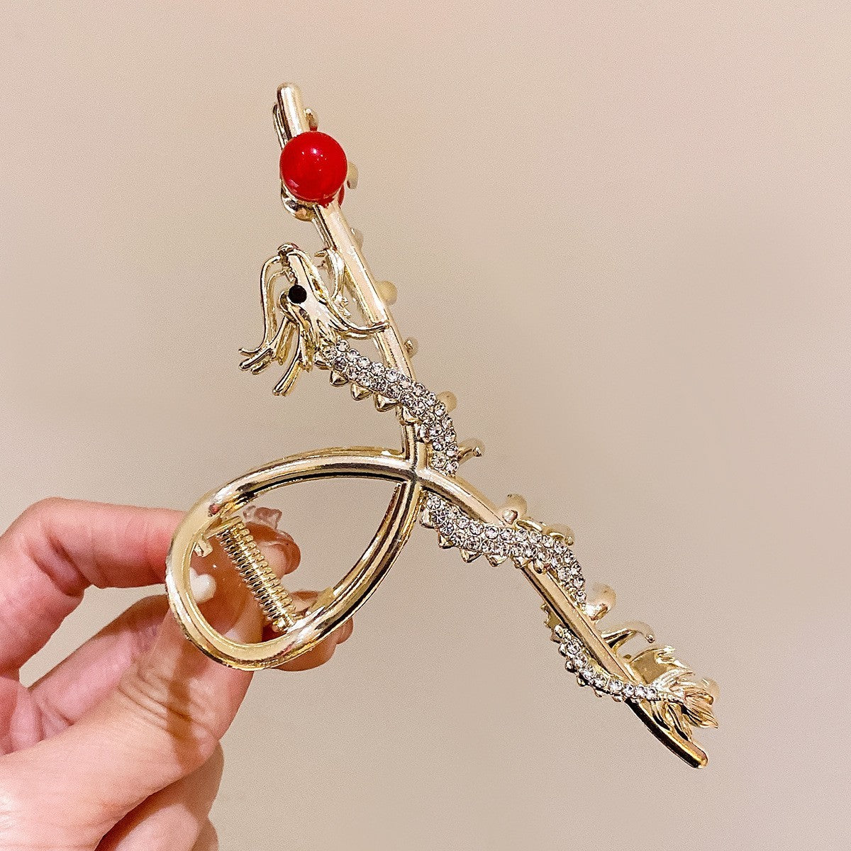 Big Size Golden Dragon Hair Clip with Crystals