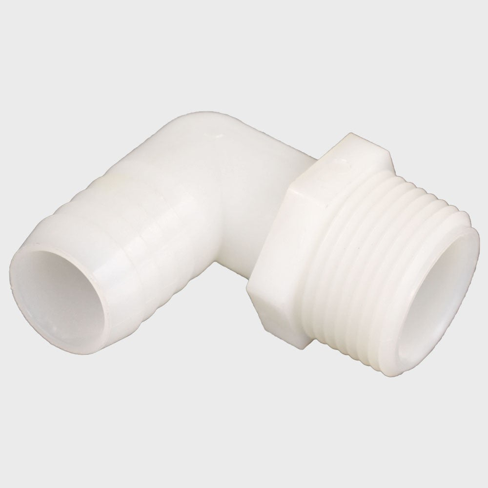 Boat Pipe-Hose Elbow Fitting 1 x 3/4 Inch White PVC by Boat