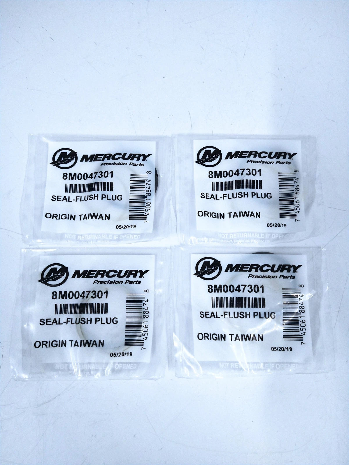 '-New- Mercury Marine 8m0047301 , Seal Flush Plug - 4 Pack