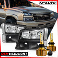 L+R Black Headlight Clear Corner+Bumper+6500K LED Bulb