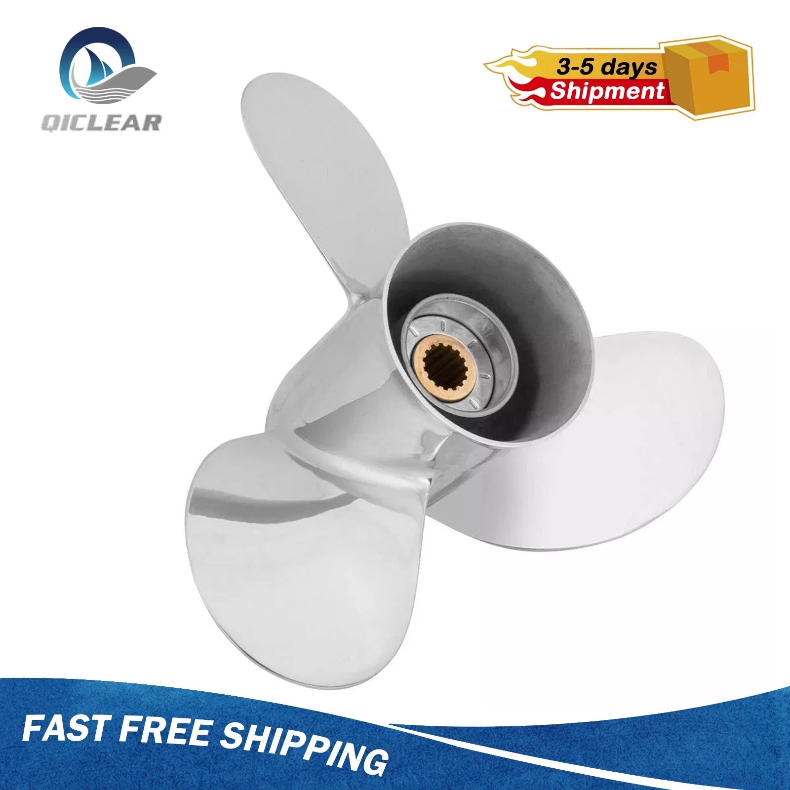 13 1/4 X 17 Stainless Steel Outboard Prop Fit Yamaha 50-130 Hp 15