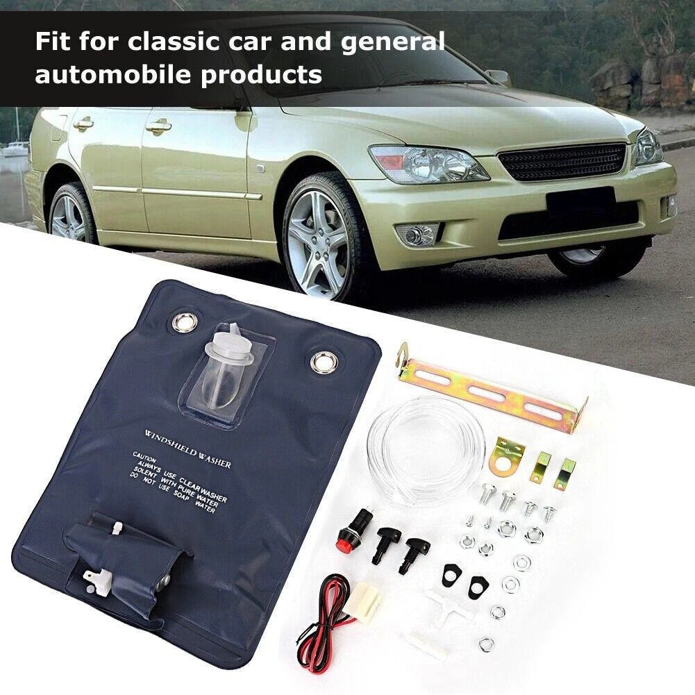 Part 12V Windscreen Washer Pump With Bottle Bag Kit For Classic Car