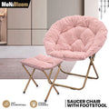 Pink Folding Saucer Cozy Chair with Ottoman