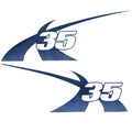 MasterCraft Boat Graphic Decals X35 Blue Stickers Set of 2 by MasterCraft