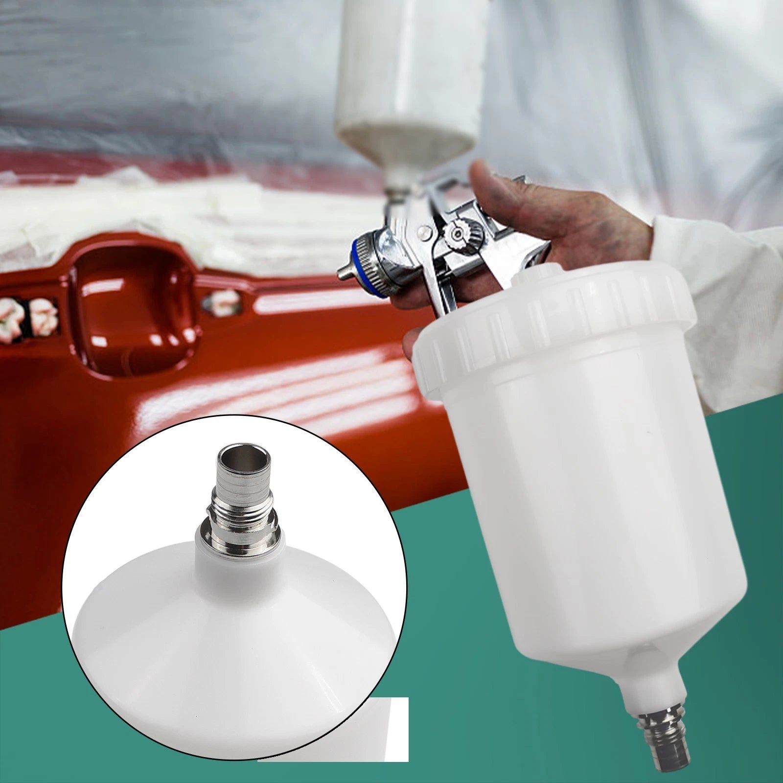 18.7 X 10.2 Cm White Plastic Cup Pot Fit For Sata Sprayer Jet