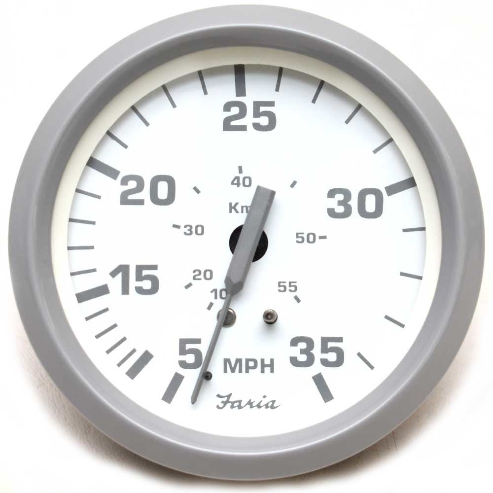 Faria Boat Speedometer Gauge SE9485A Nantucket 3 1/4 Inch Gray White by Faria