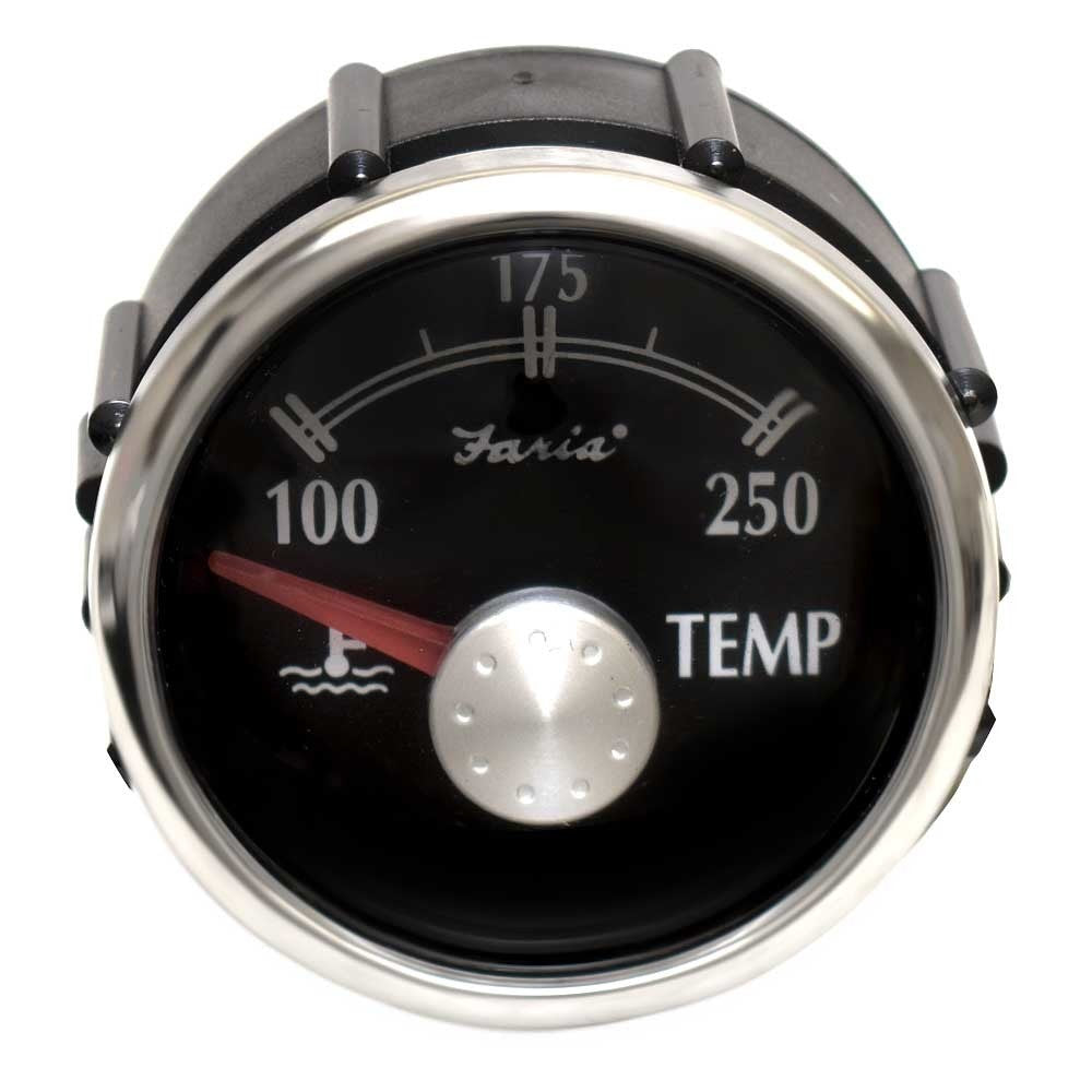 Faria Boat Temperature Gauge 2 Inch Silver Black by Faria