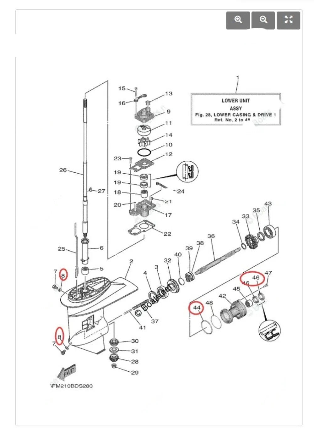 New Gearcase Unit Kit for Yamaha 20-30HP Outboard