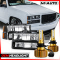 8PC Black Housing Headlight+Bumper+6500K LED Bulb for 9