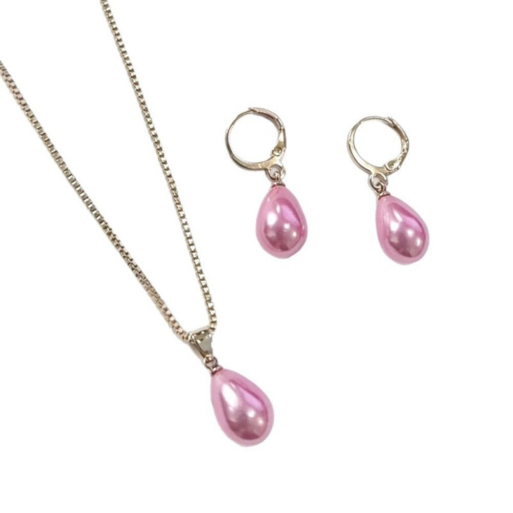 Choker Necklace with Pearl Drop Earrings