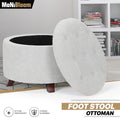 17" Tufted Round Storage Ottoman in Gray