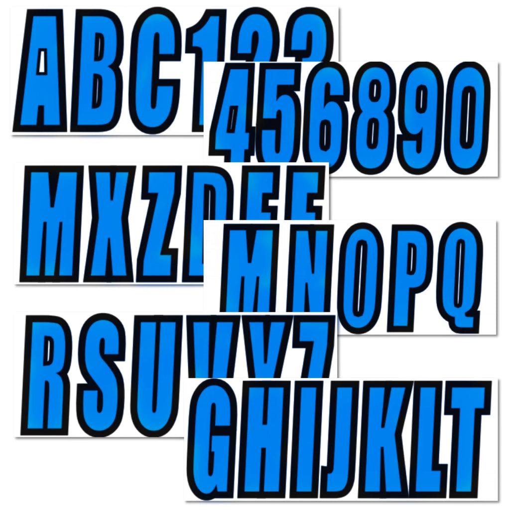 Boat Decal Sticker Set A-Z & 0-9 Blue for All Boats & Models