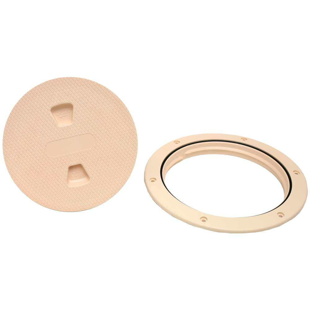 Beckson Boat Screw Out Deck Plate DP64-36 | 6 1/2 Inch BeigeOpens in a