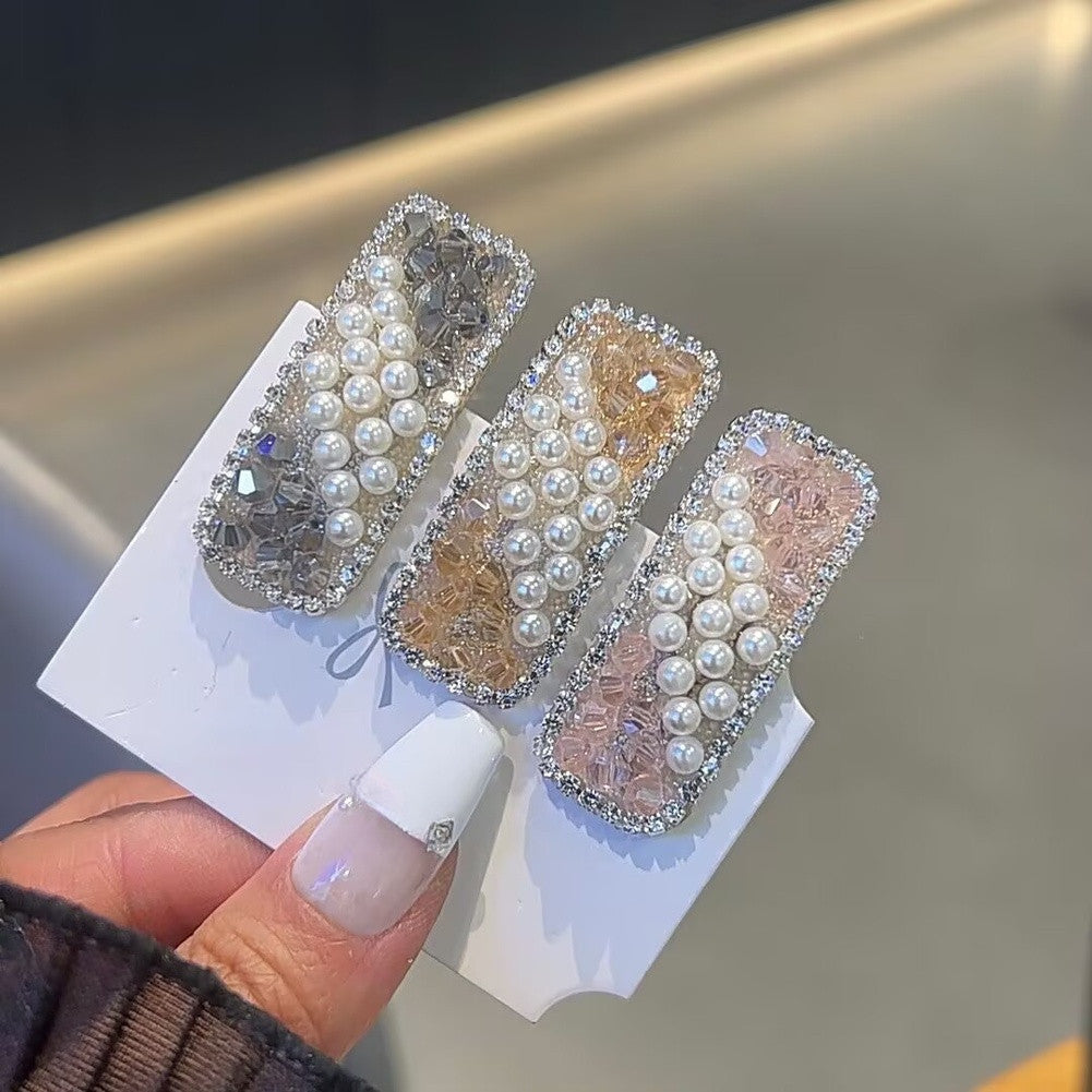 Rhinestone Barrette Pearl Hair Clip for Weddings