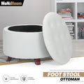 17" White PU Leather Storage Ottoman