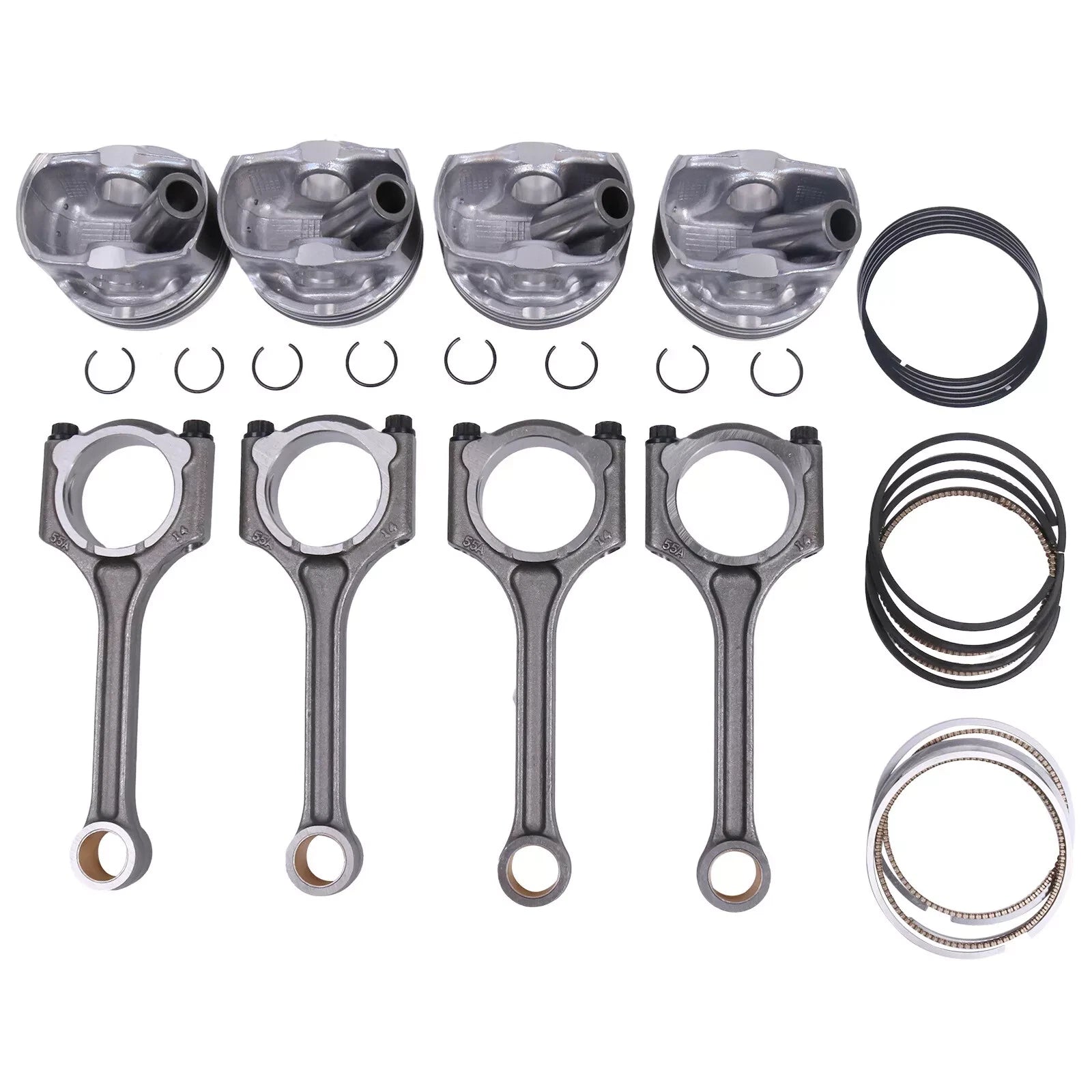 4 X Piston &Amp; Rings Connecting Rod Kit 23510-2e001 For Kia Soul