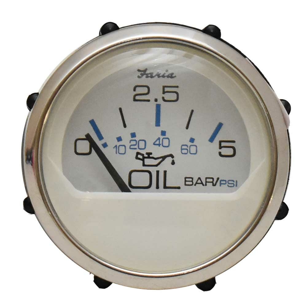 Faria Boat 5 BAR Oil Gauge GP9782B Chesapeake White SS by Faria