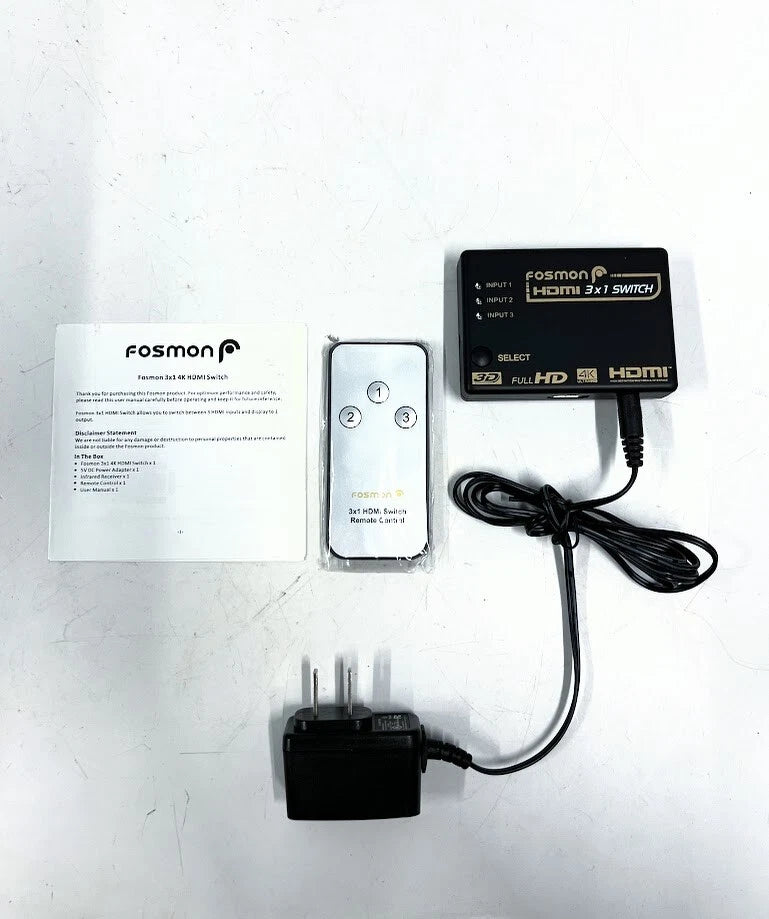 Fosmon 7956508063, 3 X 1 Hdmi Switch With Remote Control