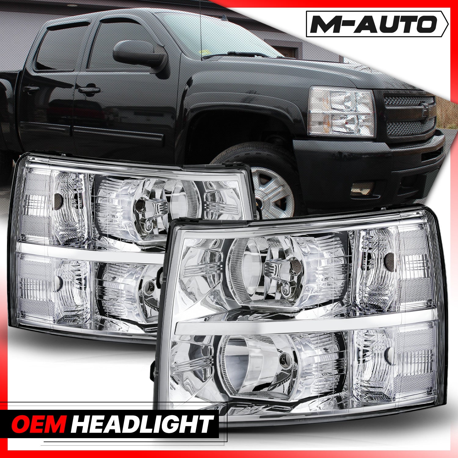 Pair L+R Smoke Headlights for GMC Sierra/Yukon