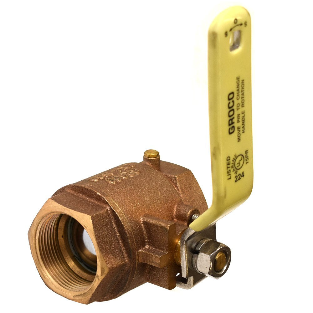 Groco Boat Inline Ball Valve IBV-1500 | 1 1/2 NPT BronzeOpens in a new