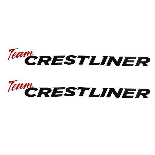 Crestliner Boat Logo Decal Black Red Stickers (Pair) by Crestliner