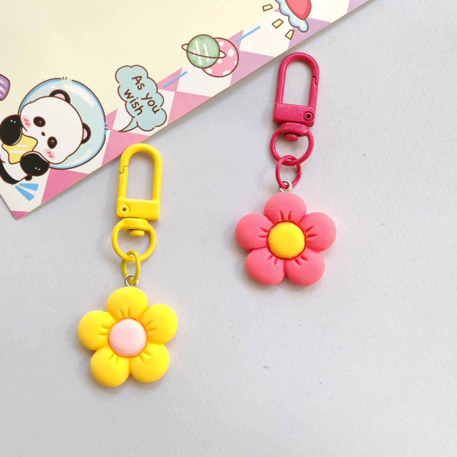 Small Flower Resin Keychain Pendant by Unknown