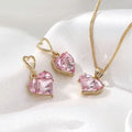 Heart Earrings with Pink Crystals Tarnish Resistant