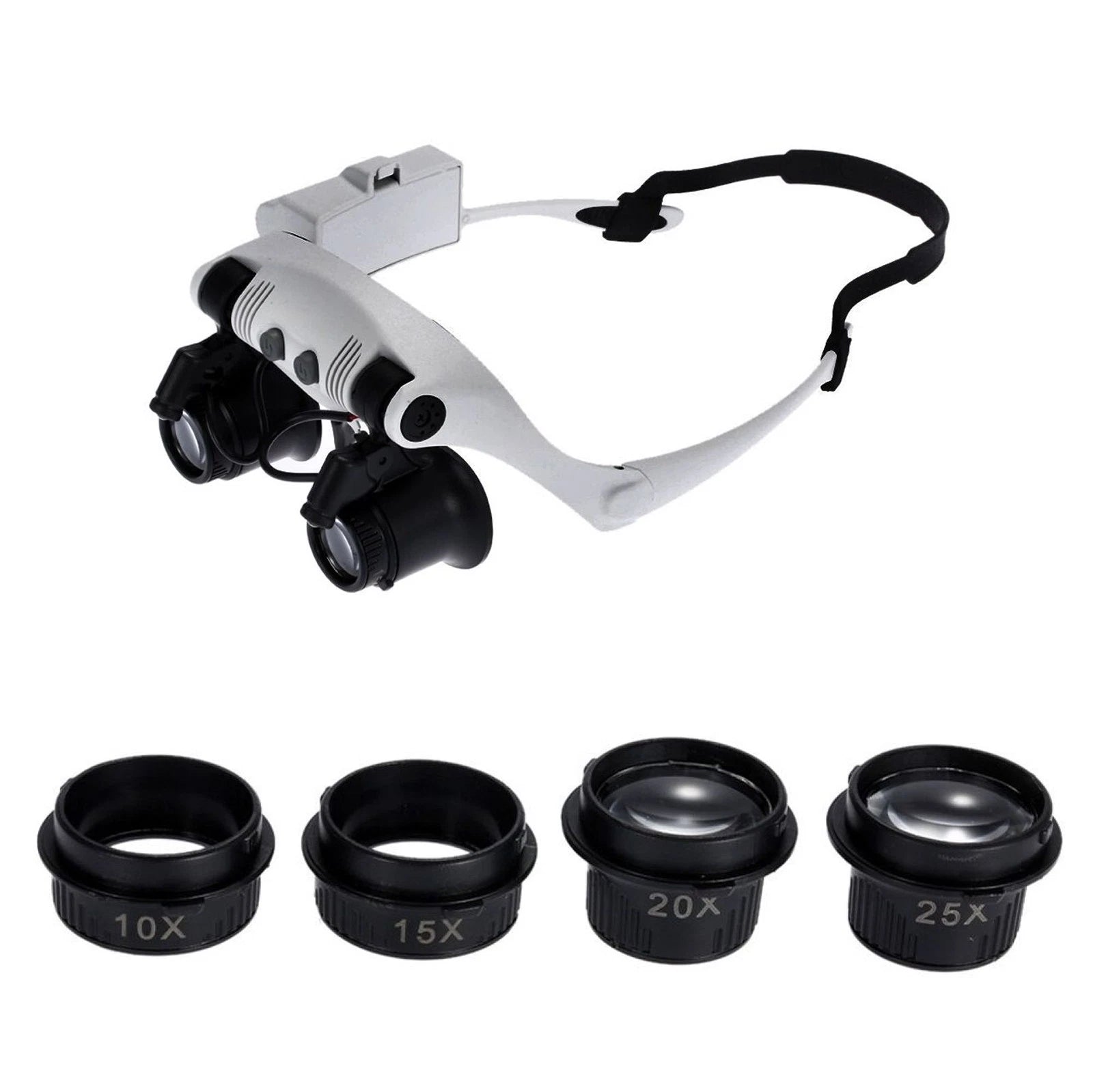 Double Eye Jewelry Watch Repair Magnifier Loupe Glasses With Led