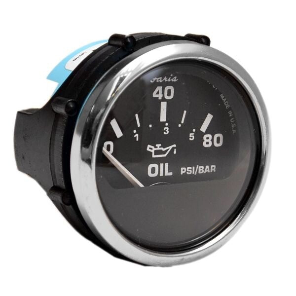 Faria Oil Pressure Gauge Marine Euro Stainless Black by Faria