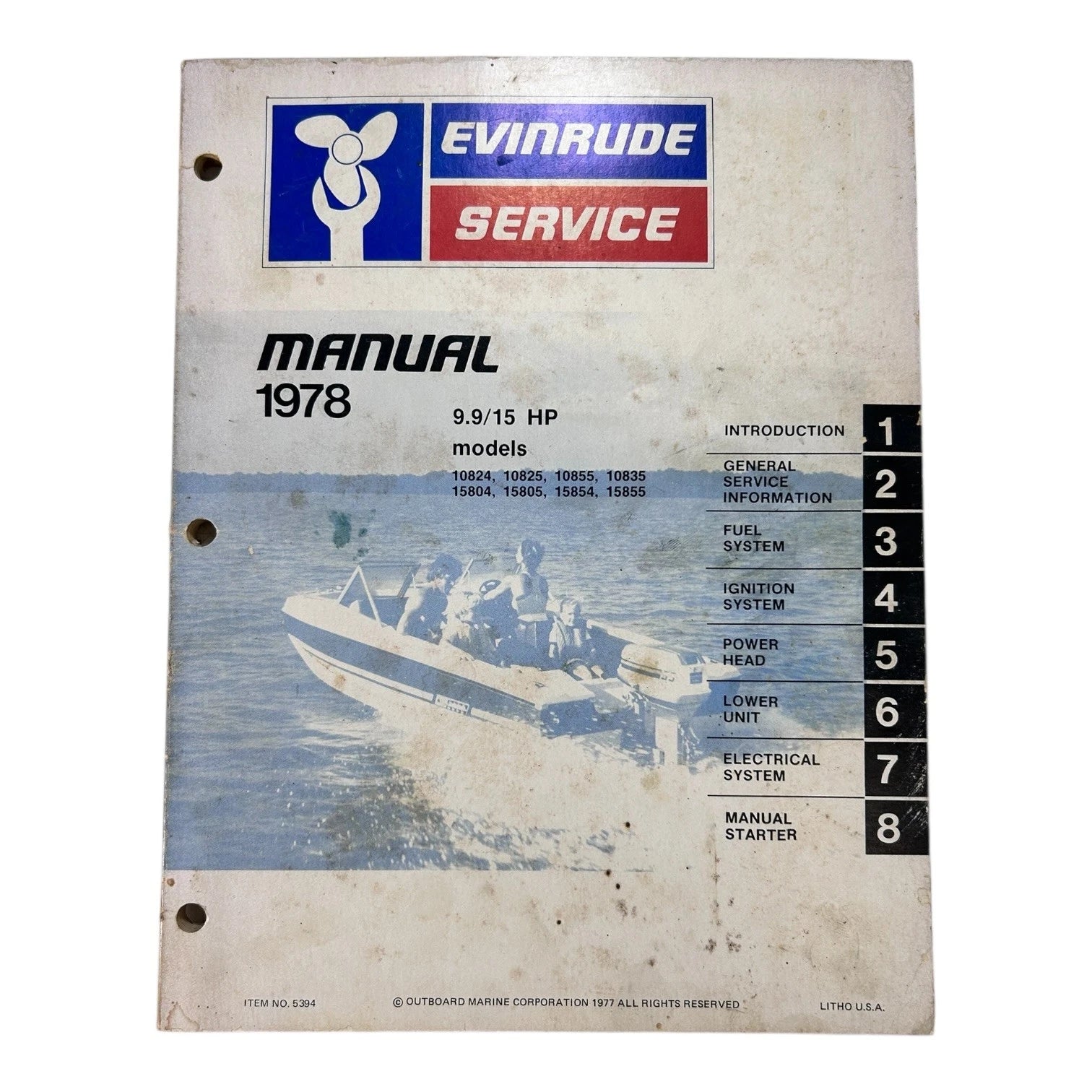 Evinrude Service 5394, 1978 9.9/15 Hp Outboard Marine Service Manual
