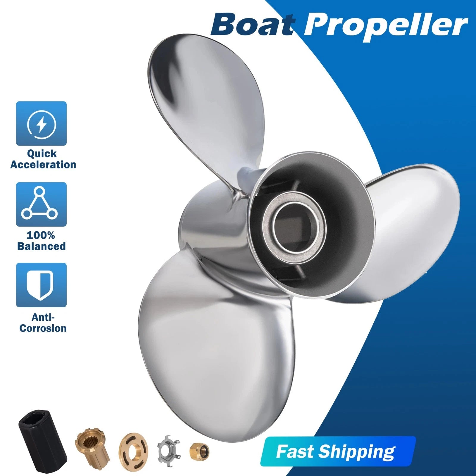13 1/2x21 Stainless Boat Propeller For Mercury Engine 40-140hp 15