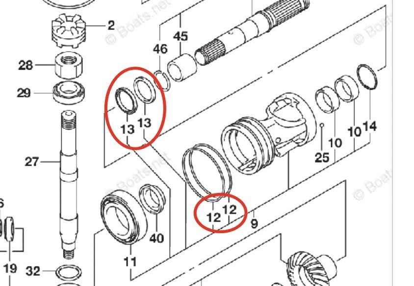Lower Unit Oil Seal for Suzuki DF325/DF350 4-Stroke
