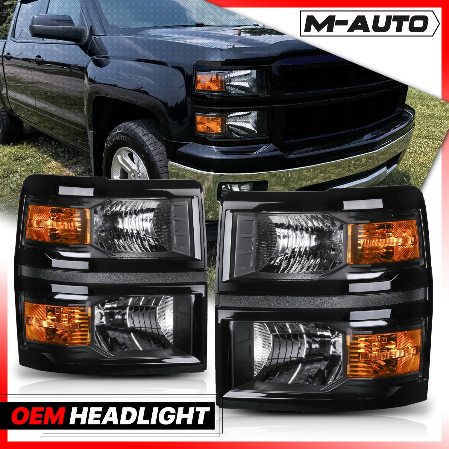 For 2014-2015 Chevrolet Silverado 1500 Pair Headlight L