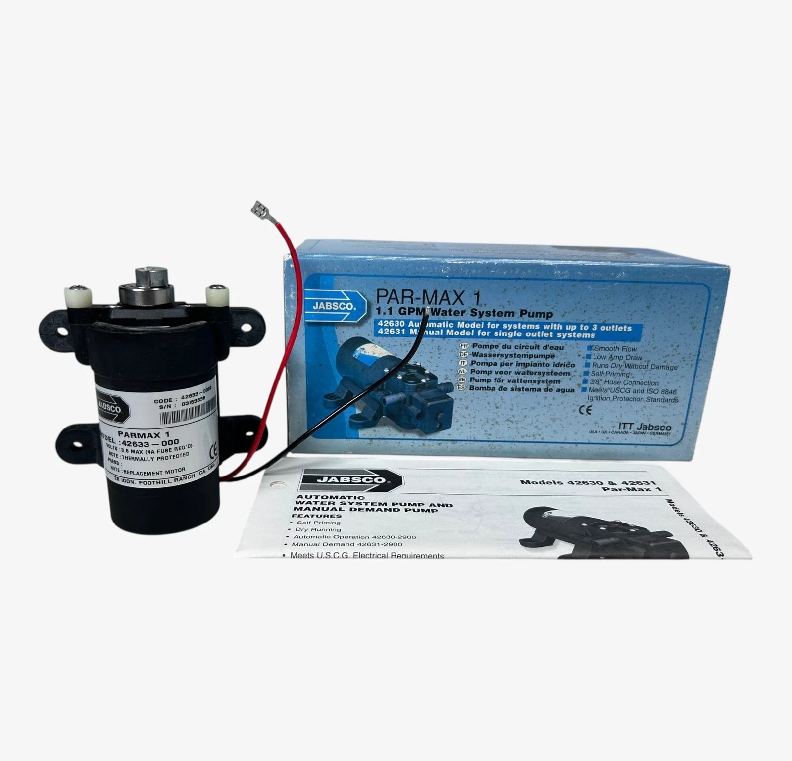 Jabsco 42633-000, Par-max 1.1GPM Water System Pump 12V