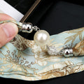 Elegant Pearl Clasp Floral Print Scarf