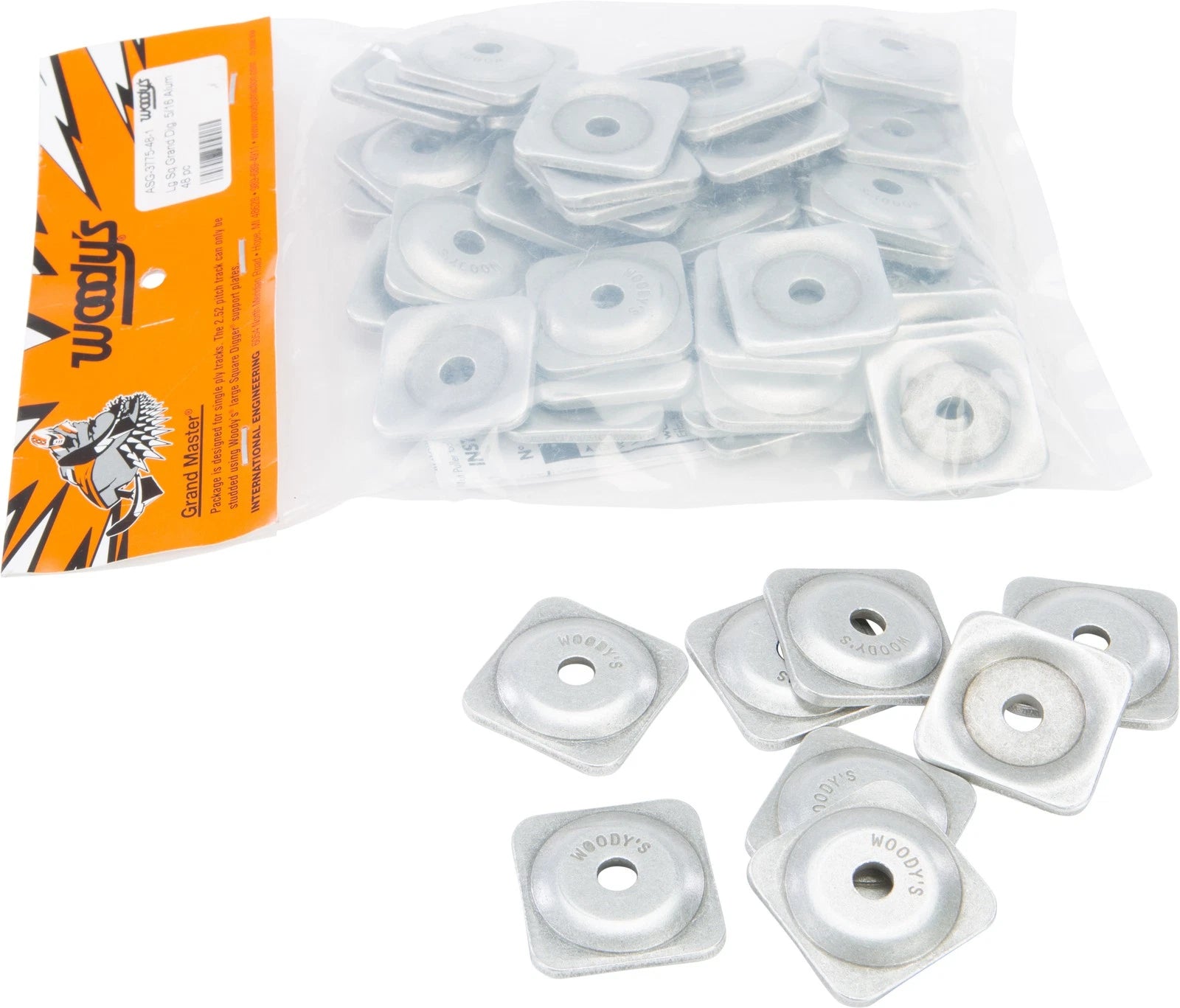 Woodys Grand Digger Support Plates Square 5/16" 48 Pack For Snow
