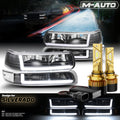 [LED LIGHT BAR DRL] Black Headlight+Bumper+6500K Bulbs