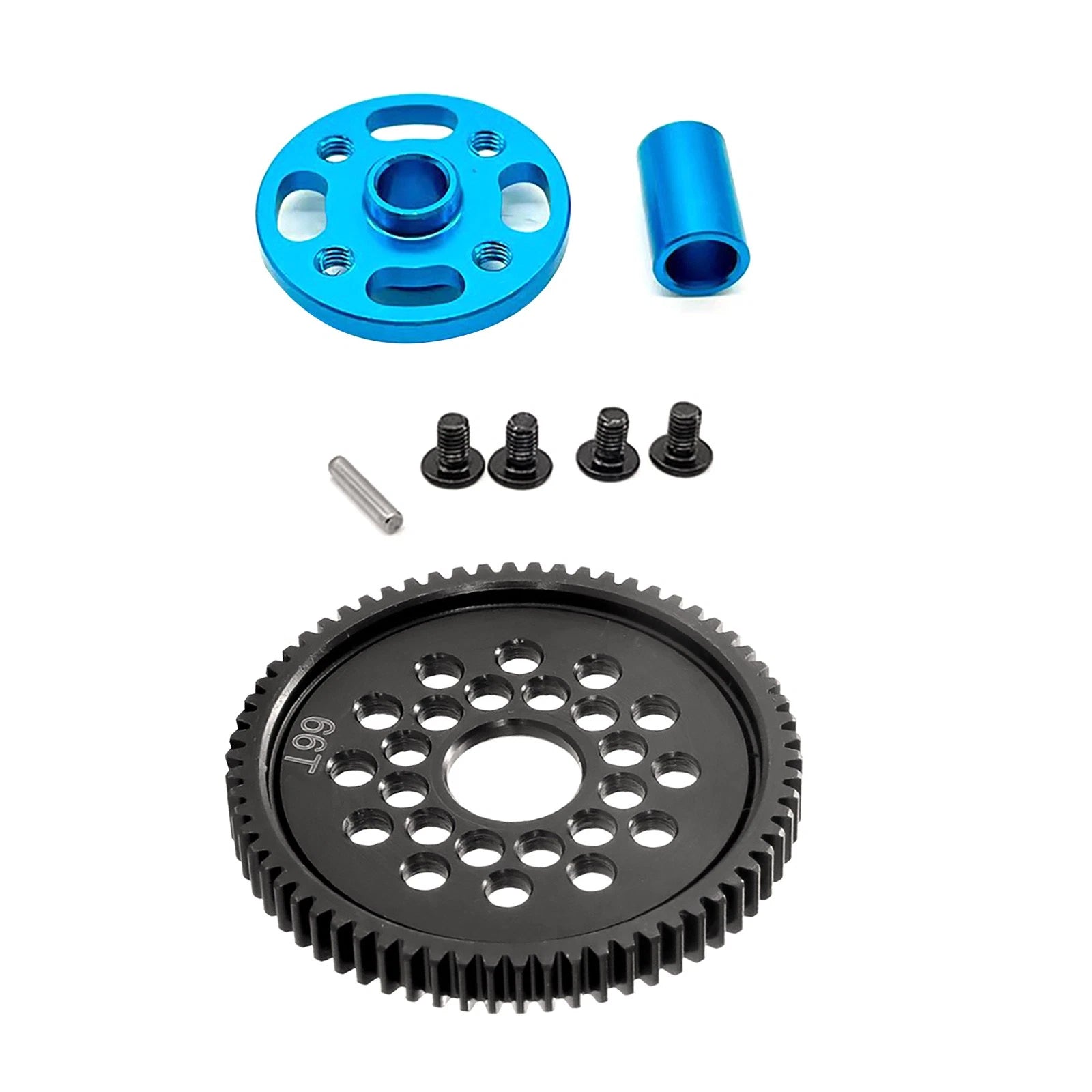 1 Set 66t High Speed Steel Spur Gear W/ Mount For Tamiya Tt-02 Rc Car