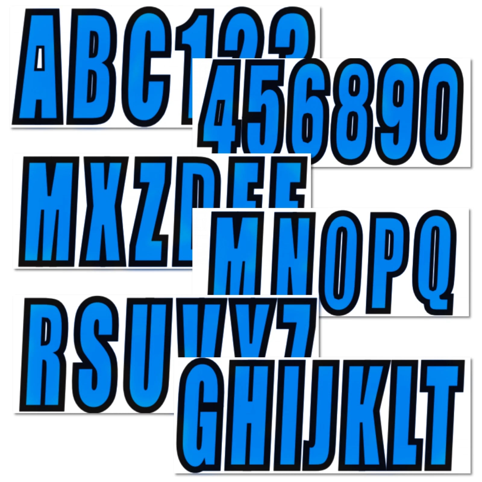 Custom Boat Registration Numbers Blue Decal Sticker Set A-Z & 0-9