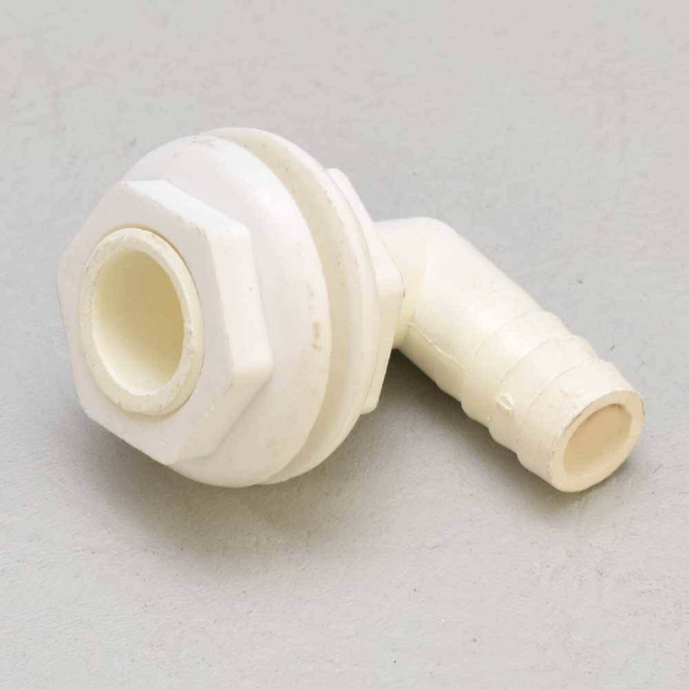 Boat Elbow Thru Hull Fitting | 3/4 Inch Barbed Off White PlasticOpens 