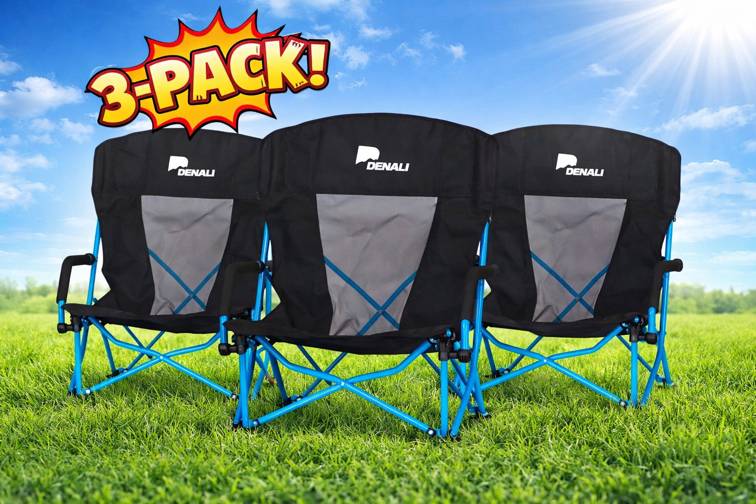Lot Of 3 Denali Outdoors Low Rider Camp Chair by Denali