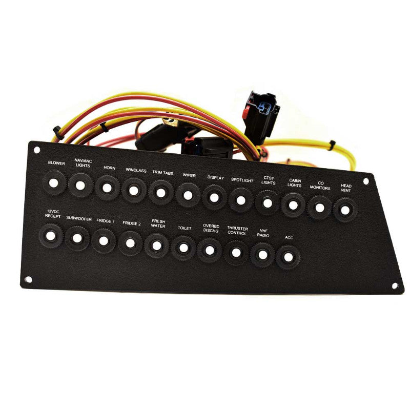 Boat Push to Reset Breaker Panel 12VDC Black Aluminum