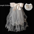 White Satin Bow and Tulle Headband
