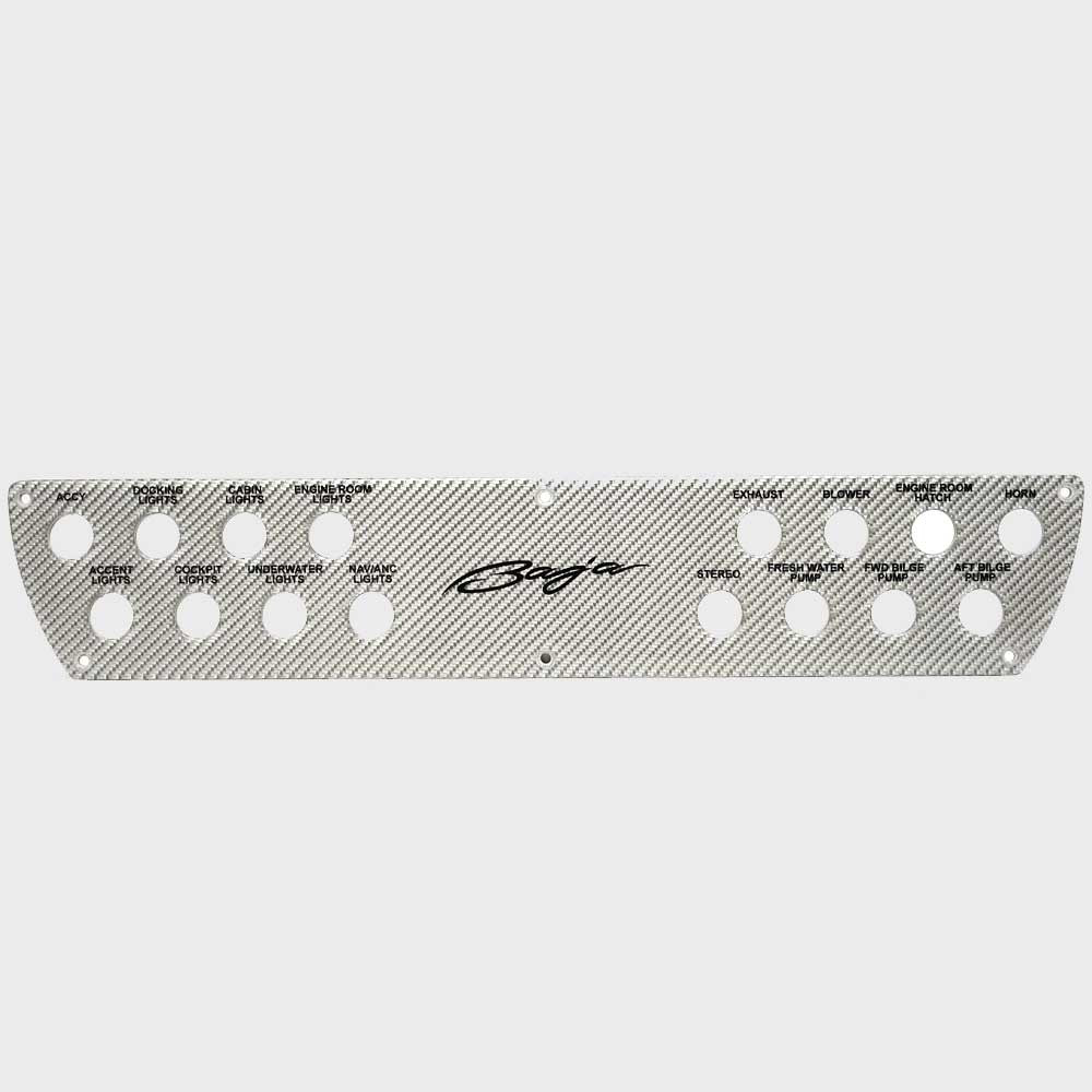 Baja Boat Blank Switch Panel Silver Carbon Fiber 18 1/2 x 3 1/2 Inch by Baja