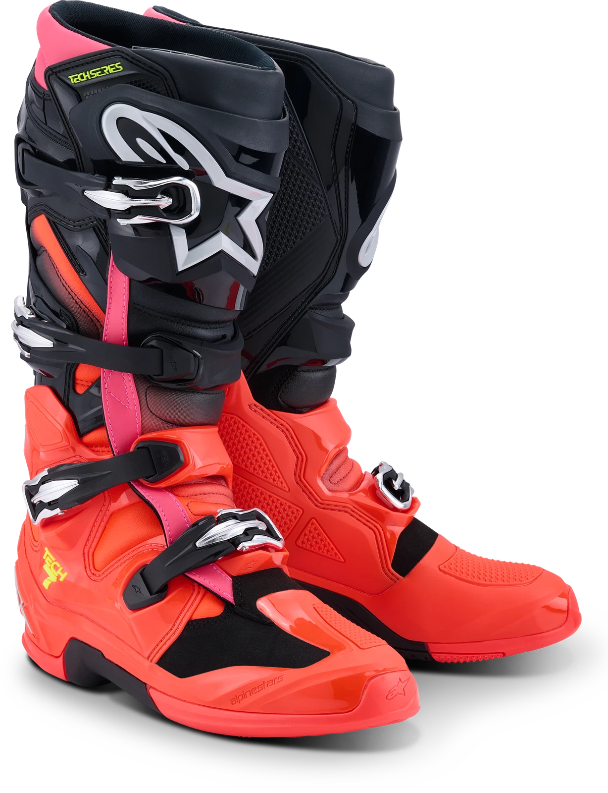 Alpinestars Tech 7 Offroad Boots Us 12 Black/red Fluo/pink Fluo