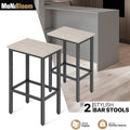 2 Pcs Greige Bar Stool Backless Rectangular Counter Bar