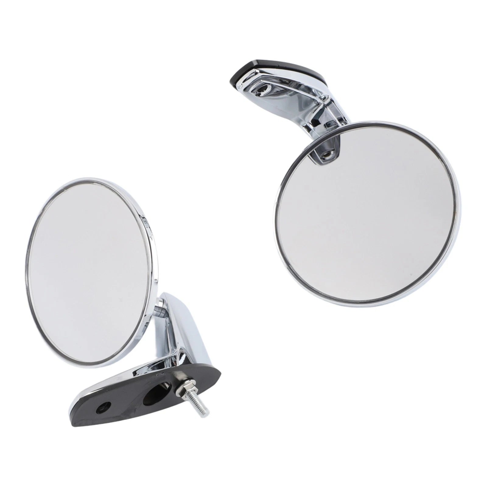 Retro Style Classic Car Rearview Mirror Silver Stainless Steel Round