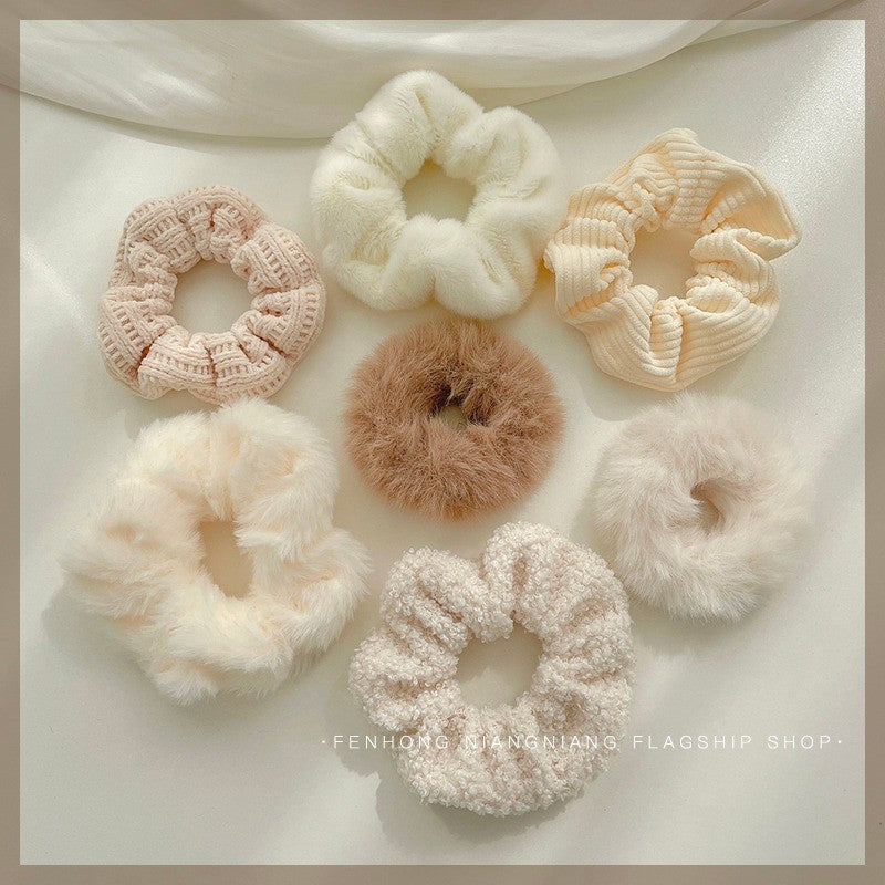 Fuzzy Plush Donuts Hair Bands Scrunchies