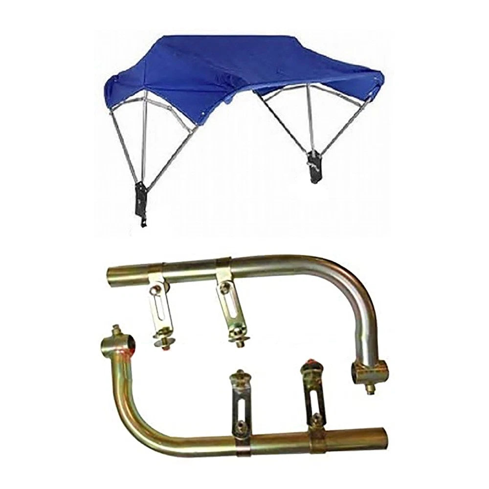 Blue Complete 3 Bow 40" Tractor Umbrella Buggy Top W/ Fender Mounts